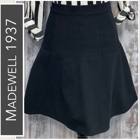 Madewell Skater Flared Skirt Jacquard Pleated Black - Picture 2 of 6